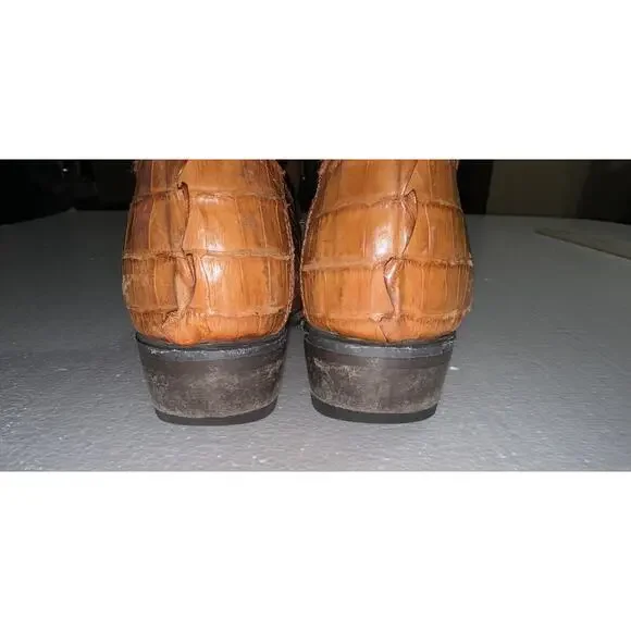 Espolon De Oro Boots Size Y 1 Brown Alligator Embossed Exotic Cowboy Western - Picture 6 of 15